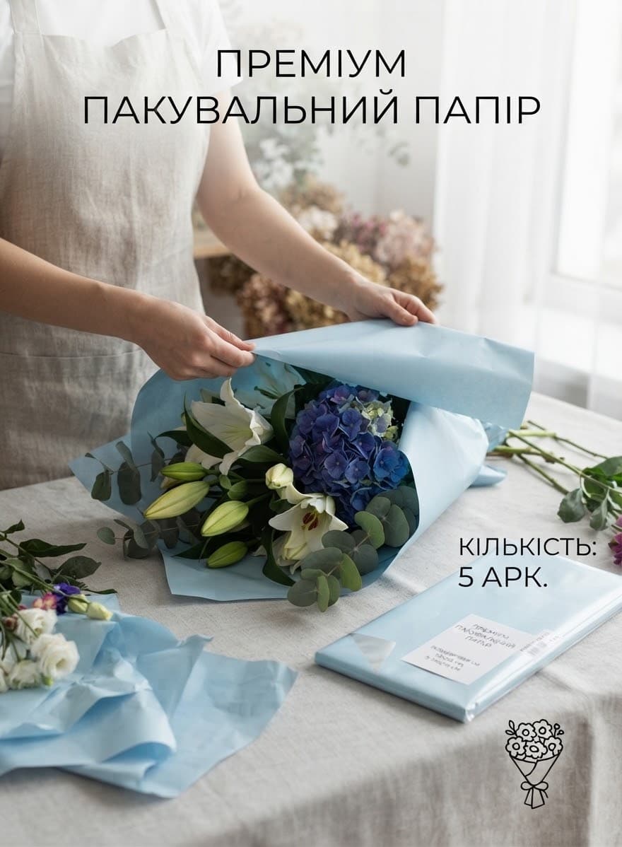 Папір пак 58х58 4 арк ніжно блакитний 2