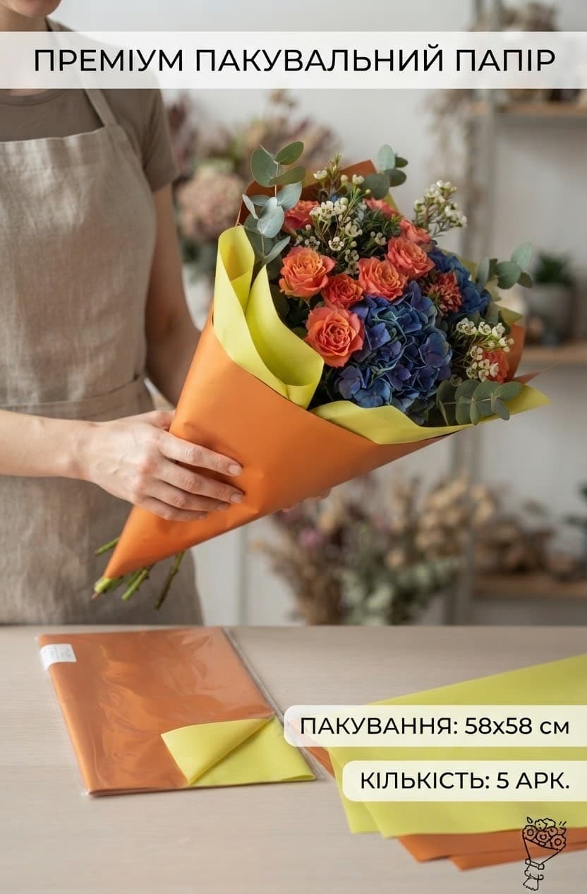 Папір пак 58х58 4 арк рудий 2