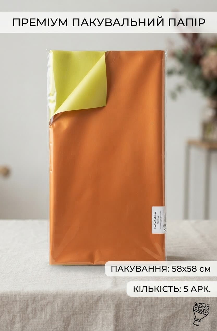 Папір пак 58х58 4 арк рудий 3
