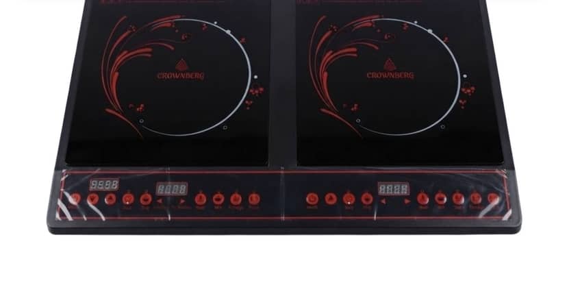Induction cooker with two burners and touch control