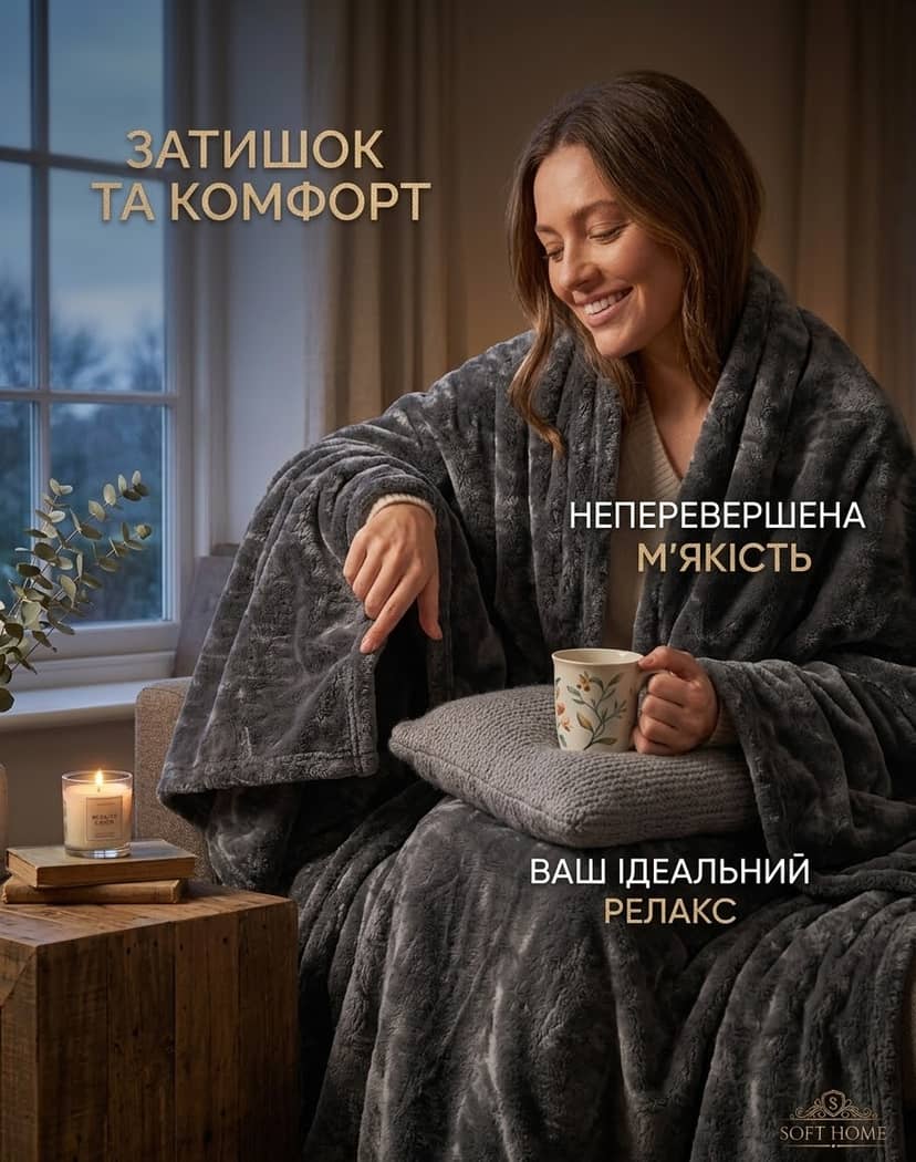 Плед 1,5ка одноколірна нешліф чорна 2