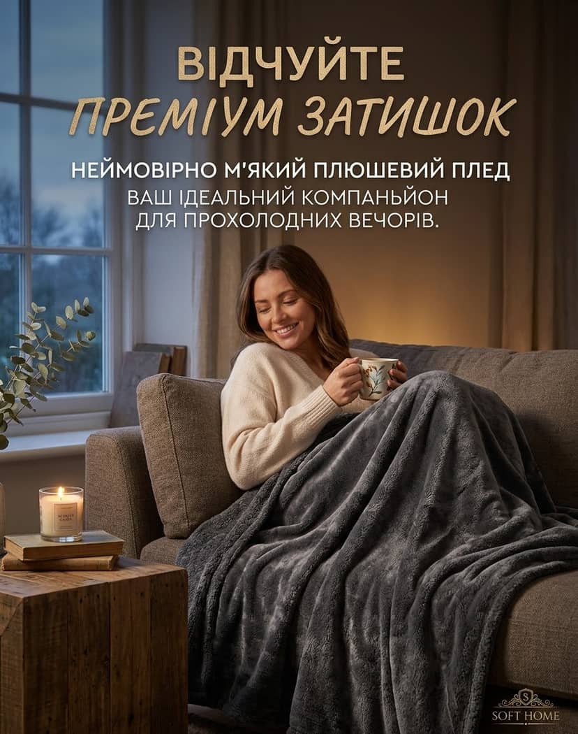 Плед 1,5ка одноколірна нешліф чорна 3