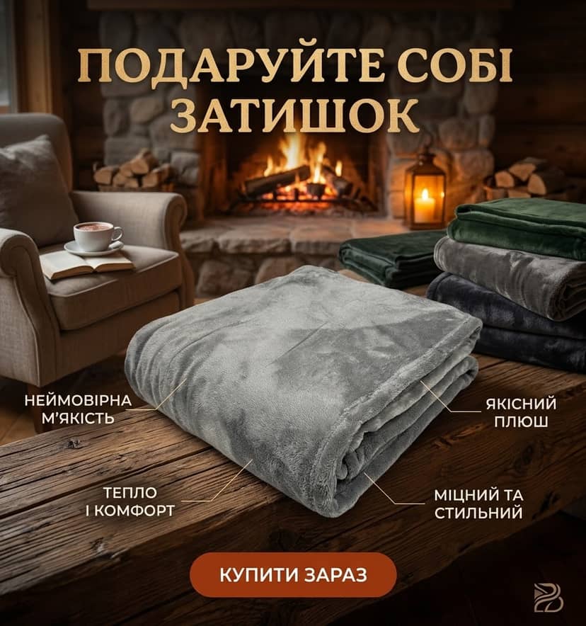 Плед 1,5ка одноколірна нешліф сірий 3