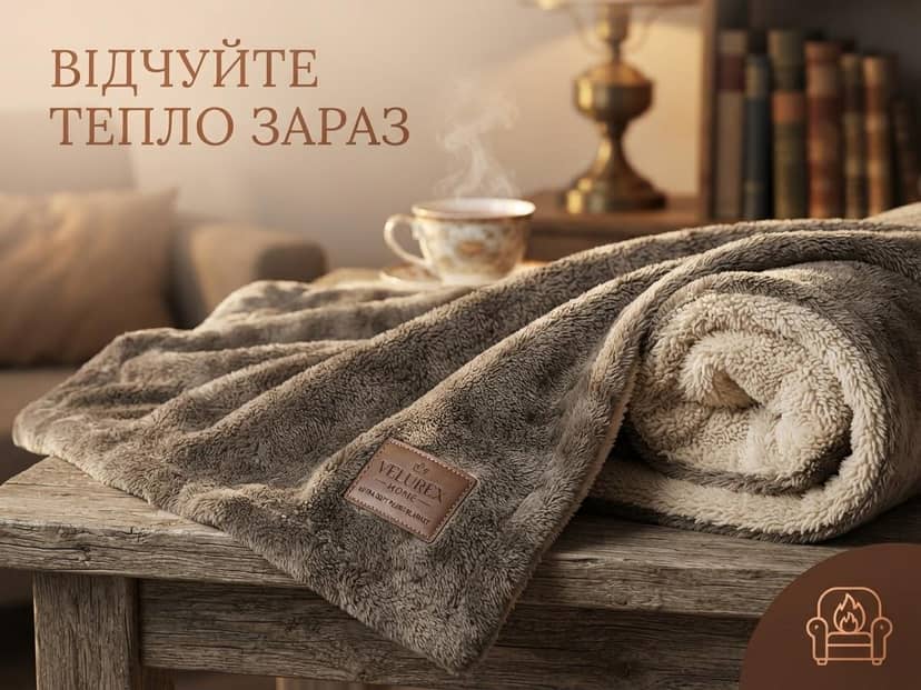 Плед 2ка одноколір нешліфовка коричневий 2