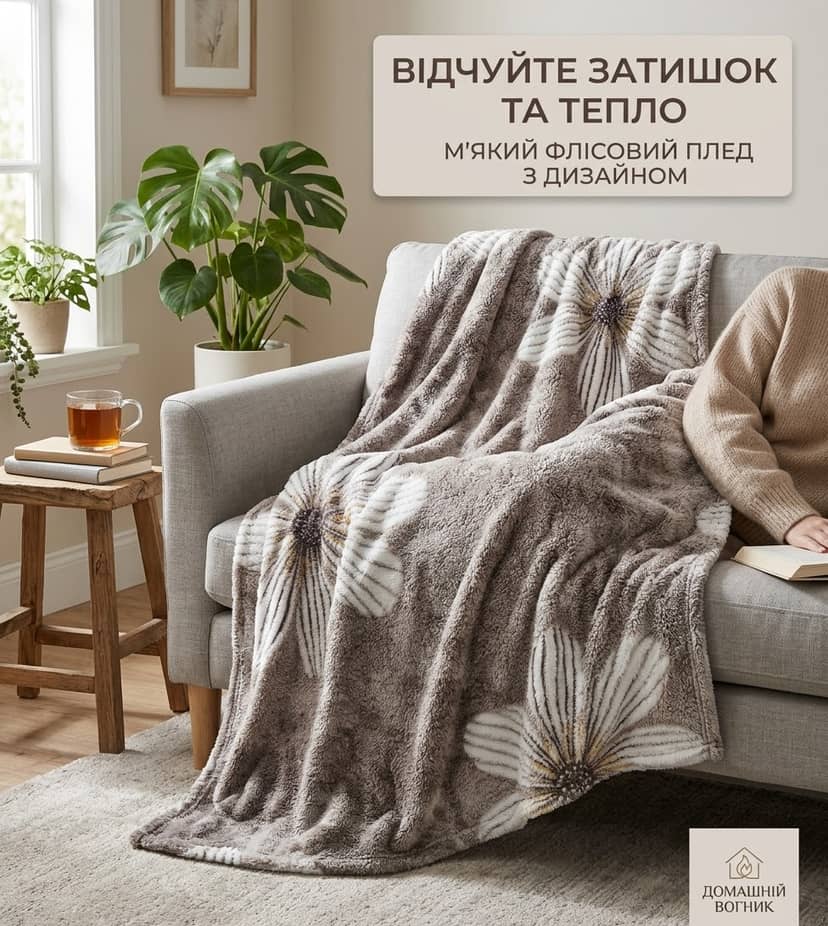 Плед 2ка рифлений великі квіти 3