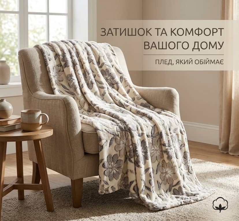 Плед євро рифлений квіточки 2