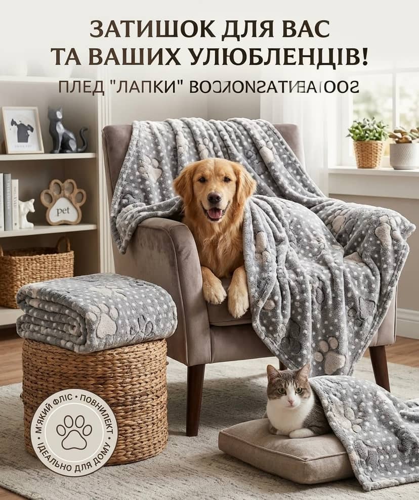 Плед евро рифлёный лапки 2