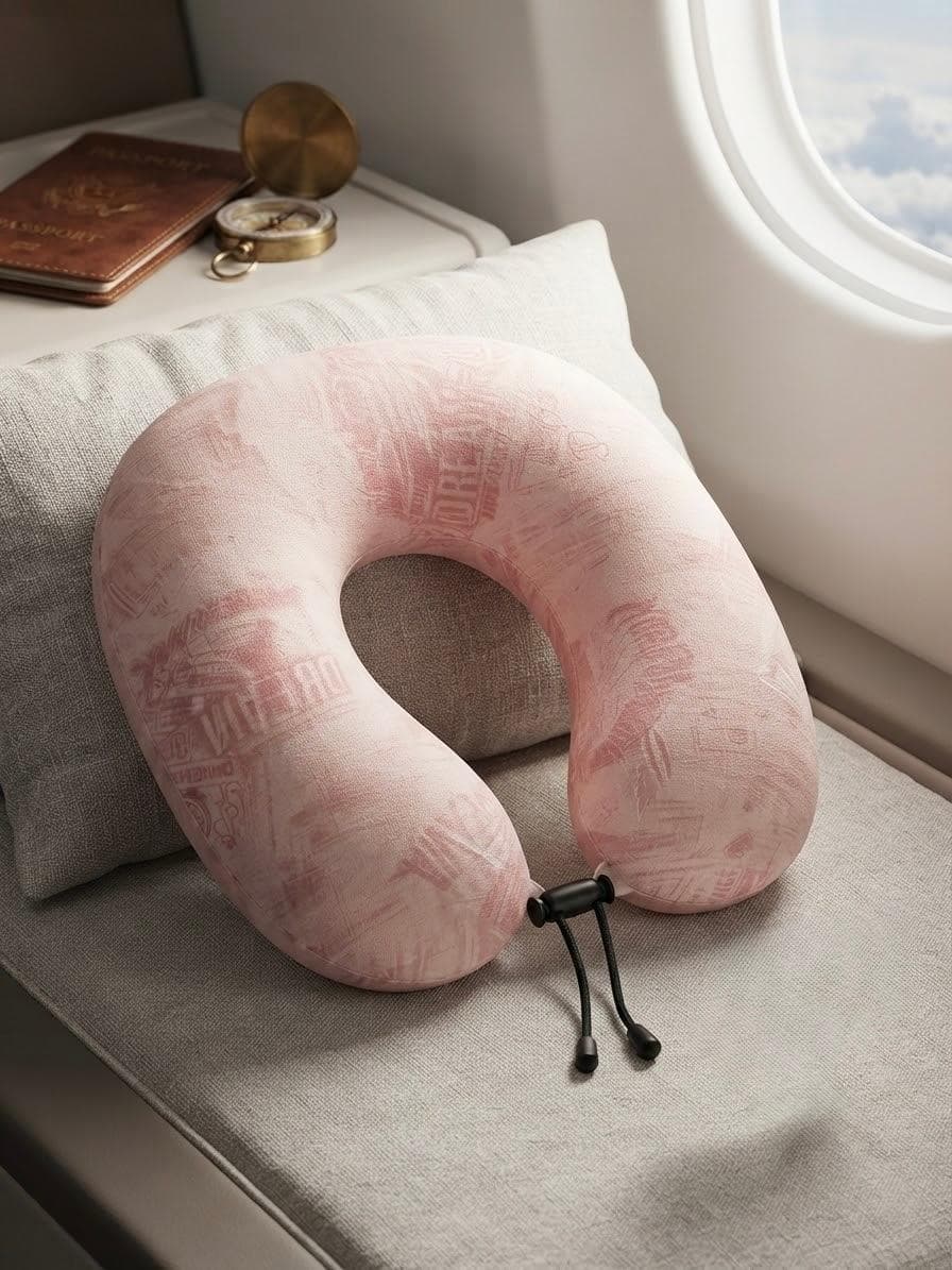 Cooling Neck Travel Pillow 001-020 Pink with Lettering 3