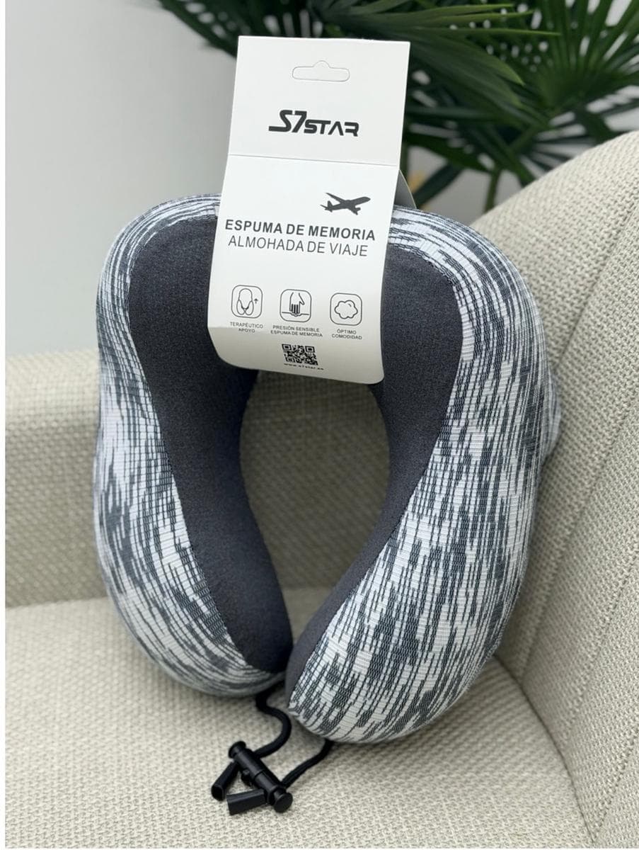 Cooling Neck Travel Pillow 001-020 Dark Grey with White Stripes 3