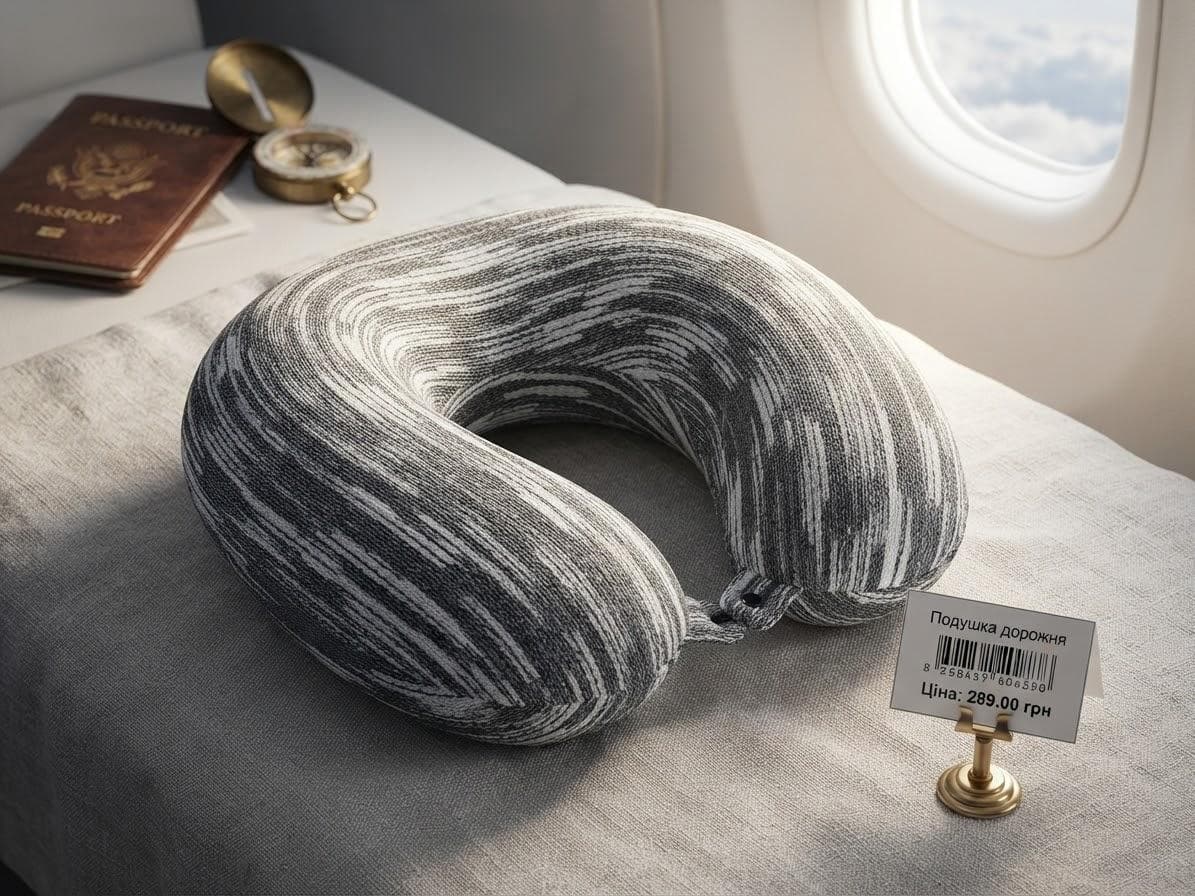 Cooling Neck Travel Pillow 001-020 Dark Grey with White Stripes 4