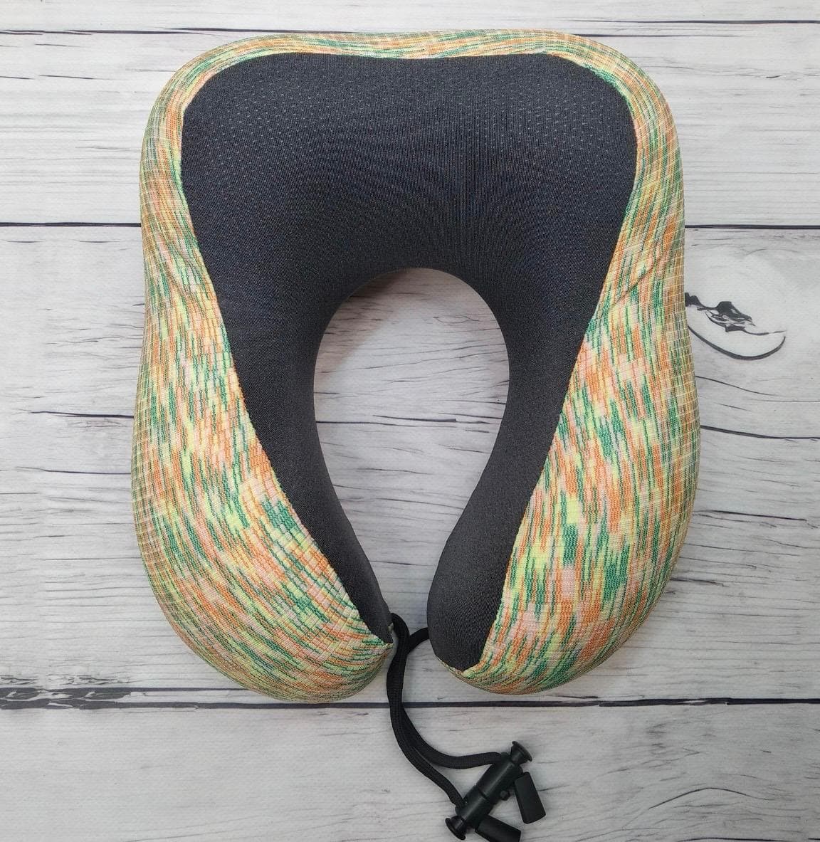 Cooling Neck Travel Pillow 001-020 Yellow with Green and Orange 2