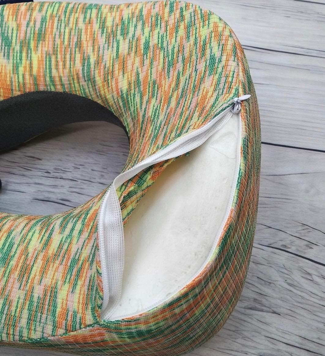 Cooling Neck Travel Pillow 001-020 Yellow with Green and Orange 3