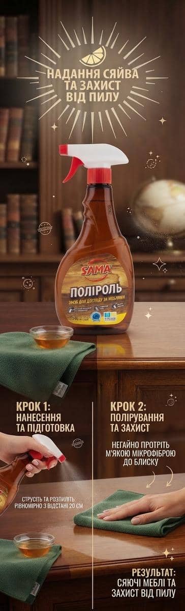 Поліроль для догляду за меблями TM «SAMA” 500мл 2