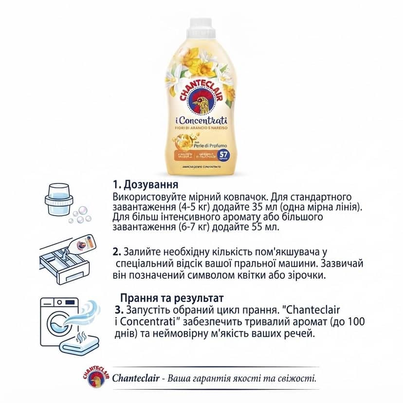 Концентрированный кондиционер для белья Апельсин и нарцисс, ChanteClair 1,140 л 3