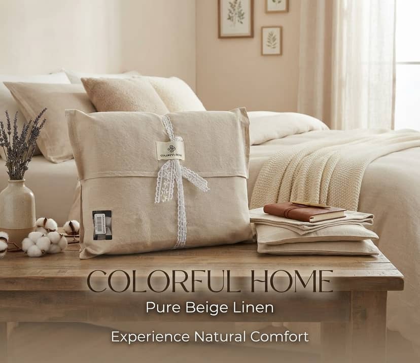 Double Ranforce Bedding Set with Duvet Cover Beige 3