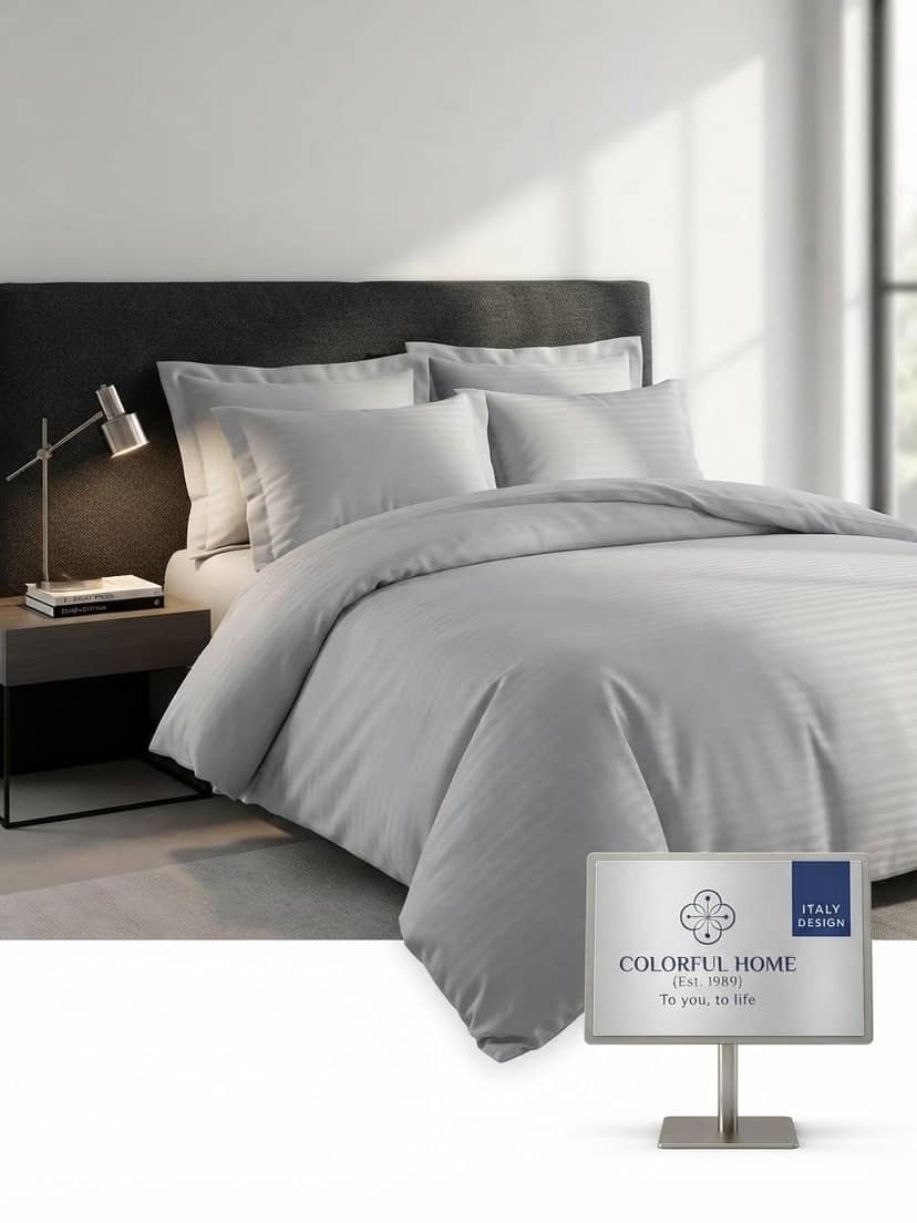 Double Satin Bedding Set with Duvet Cover 019-002 2
