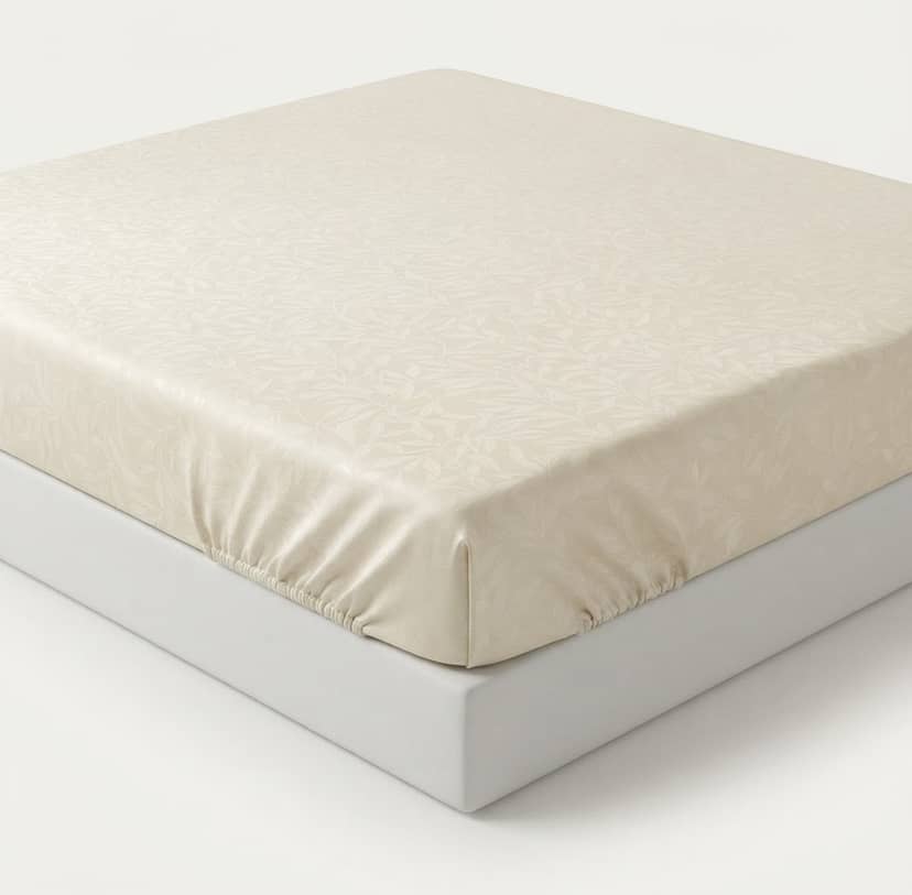 Beige Sheet with White Pattern on Elastic FAVORIT TEXTILES 2