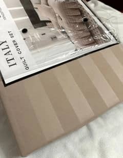 Dark Beige Striped Sheet COLORFUL HOME 5