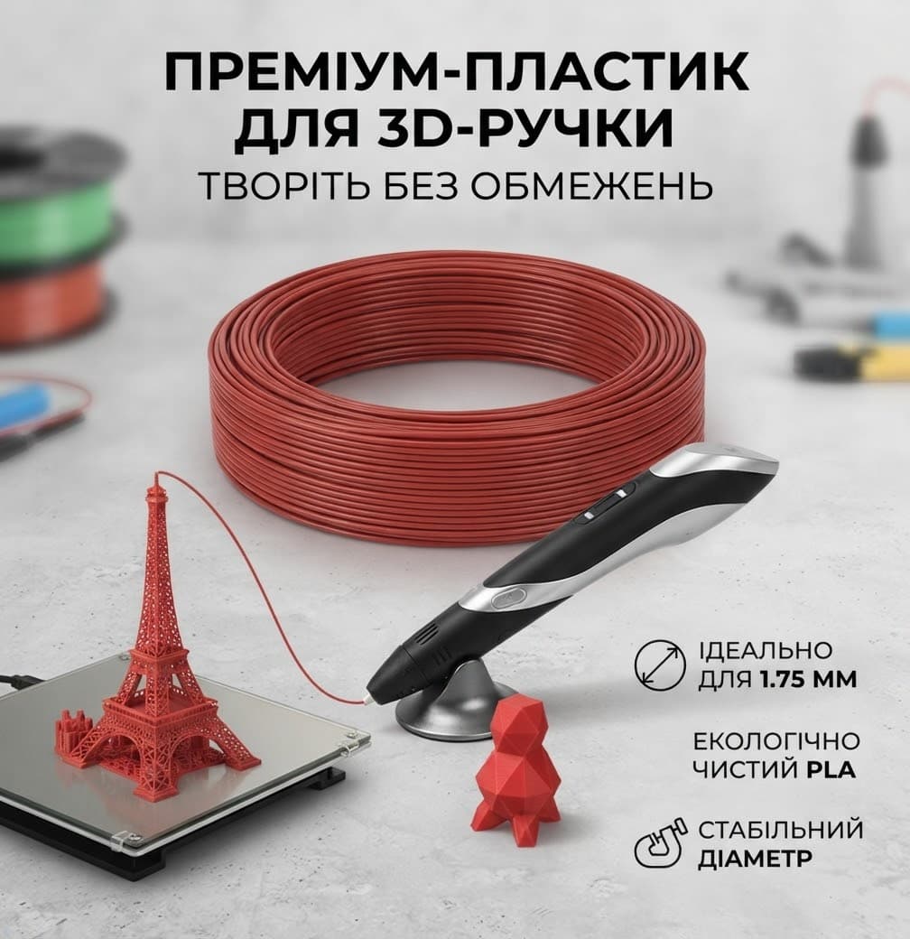 Проволка 3д декор 10м яскраво червоного кольору 2