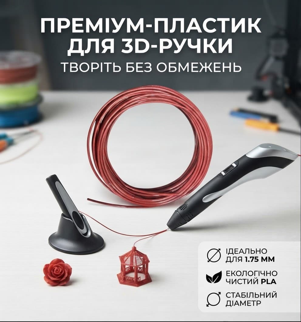 Проволка 3д декор 10м червоного кольору 3