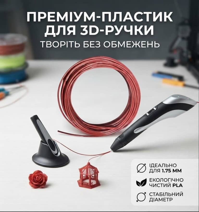 Проволка 3д декор 10м червоного кольору 3