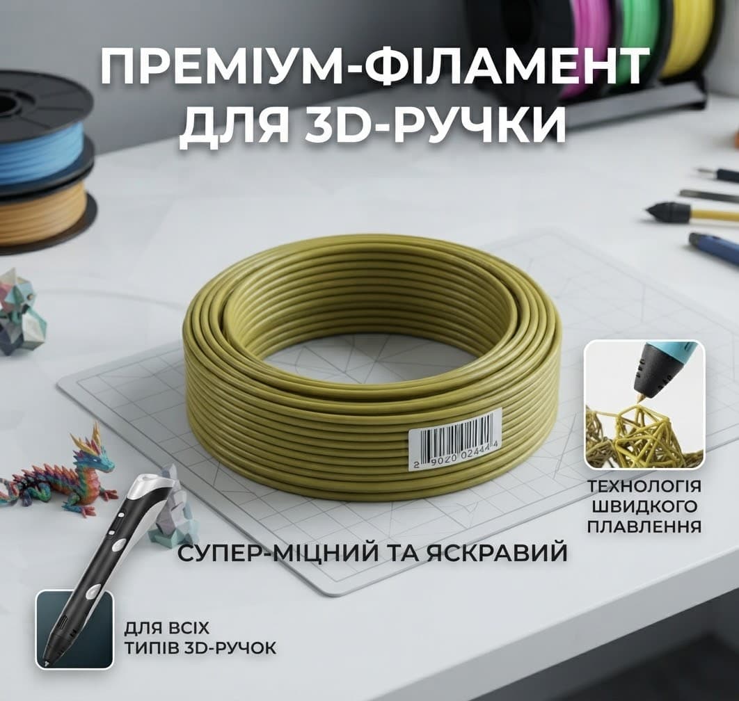 Проволка 3д декор 10м гірчичного кольору 2