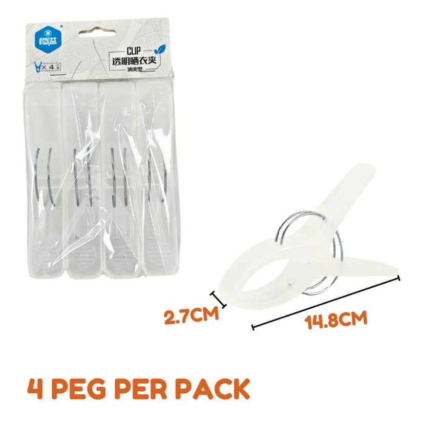 Large Transparent Clips with 2 Rings, 4pcs 4
