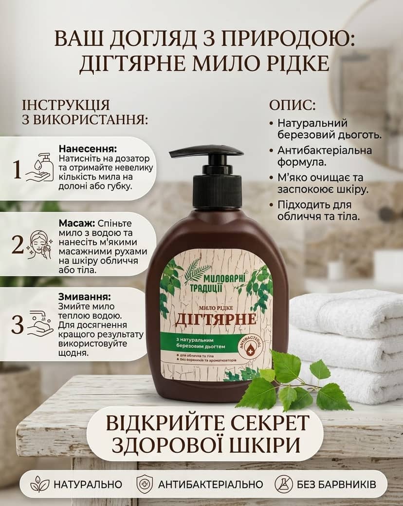 Рідке мило «Дігтярне» 3