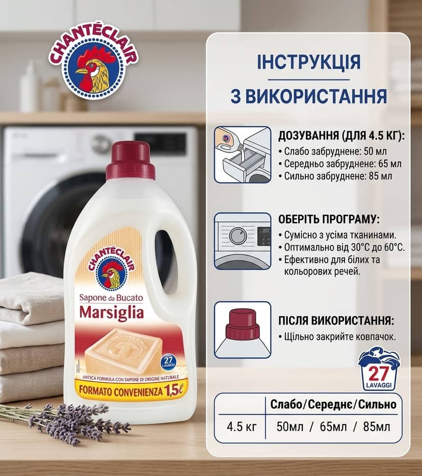 Рідке мило для прання ChanteClair 1,5л 2