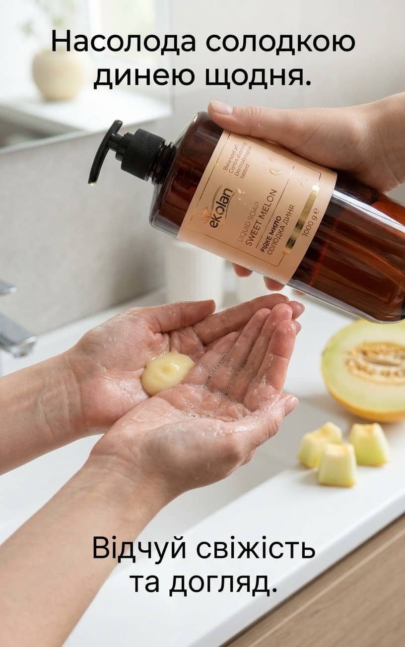 Рідке мило солодка диня ТМ Ekoian 1000г дозатор 2