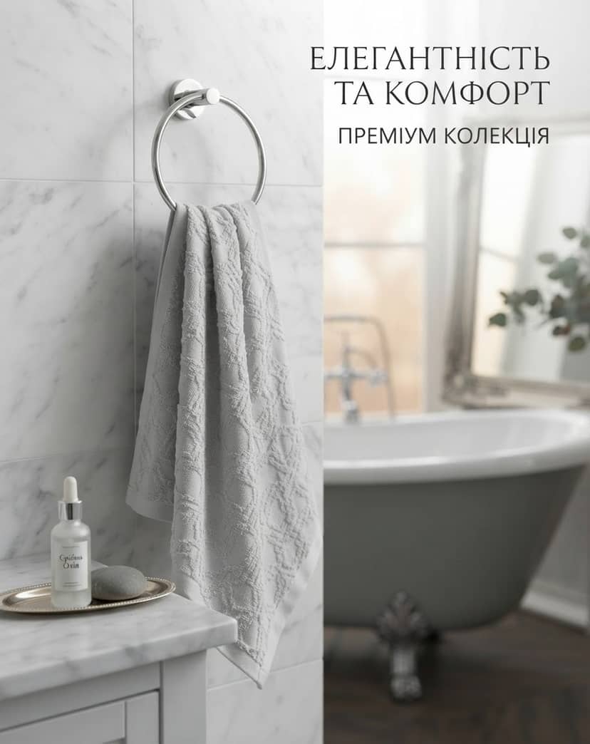 Рушник світло сірого кольору з малюнком трикутники 3