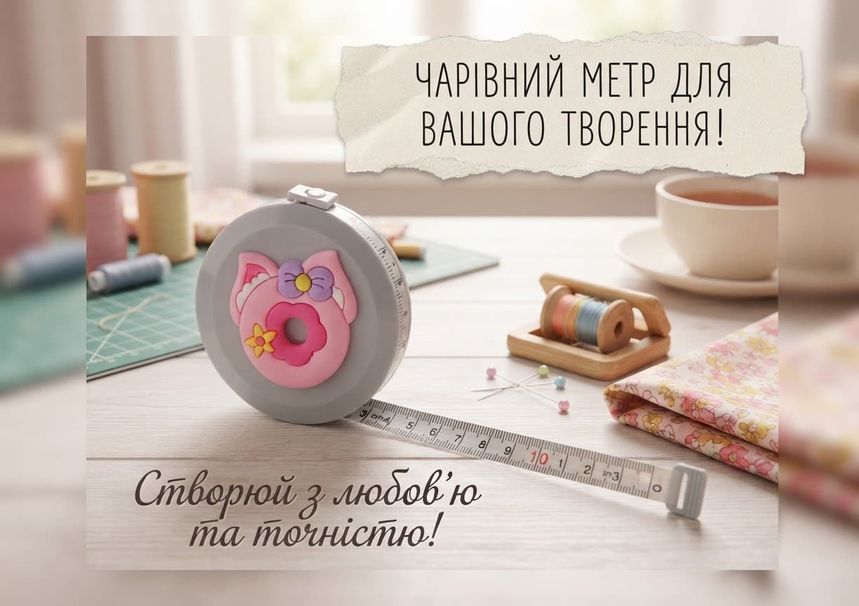 Сантиметр круг різнокольоровий тваринки сірого кольору з рожевими вушками 3