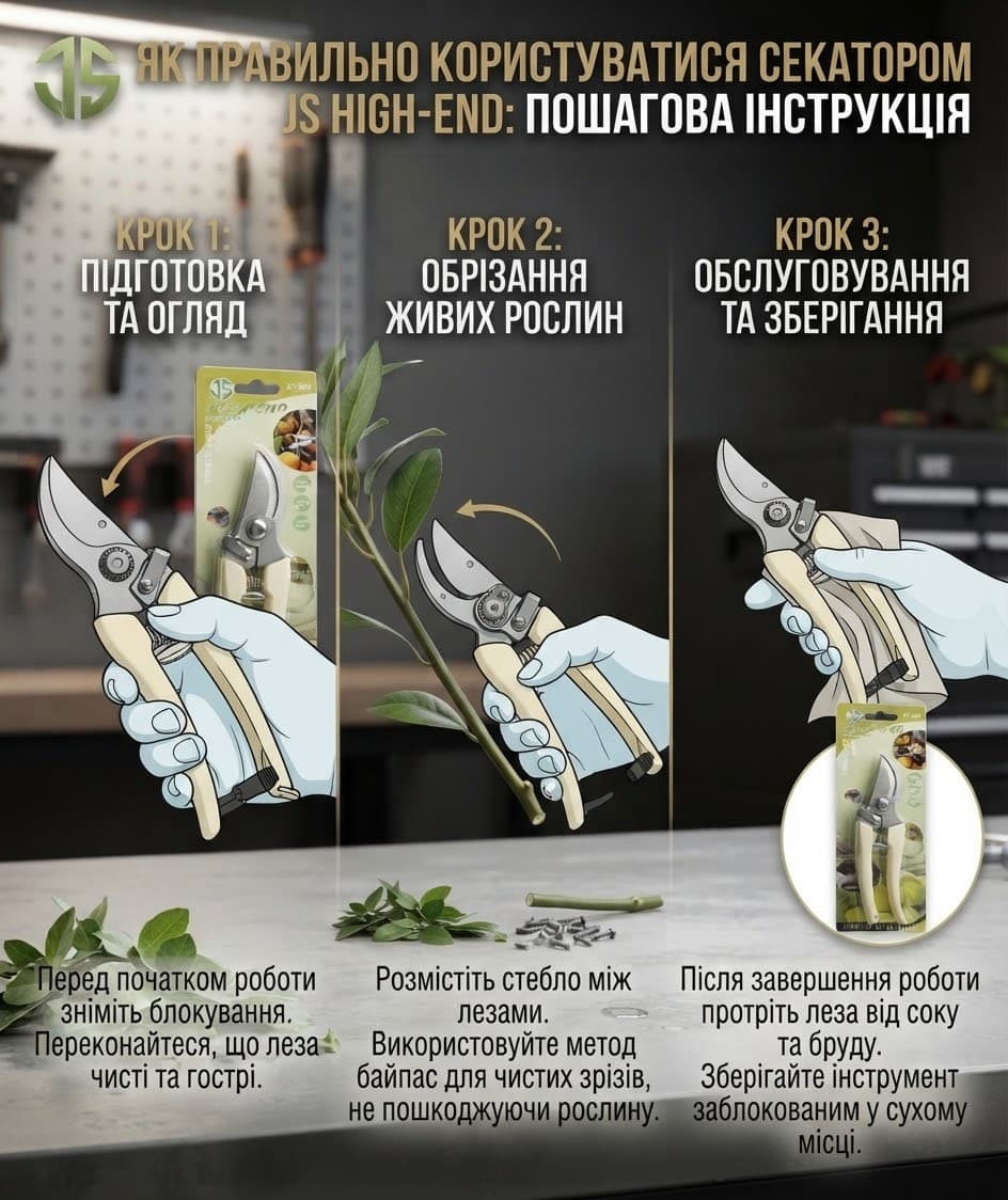 Секатор садів білі ручки 17.2см 2