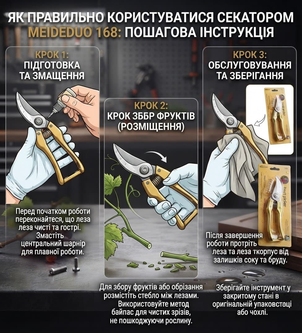 Секатори 20,5см золоті ручки 168 доп пружина 2