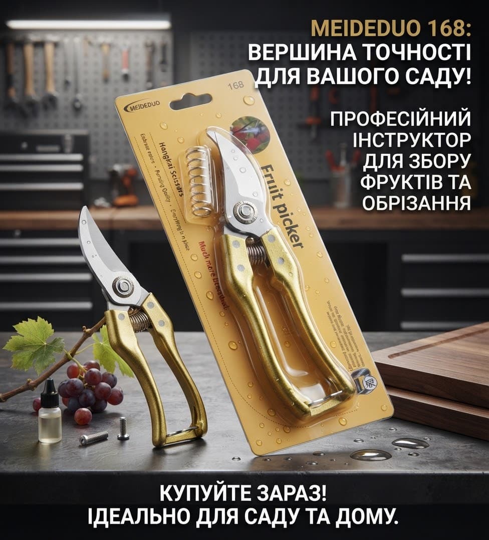 Секатори 20,5см золоті ручки 168 доп пружина 3
