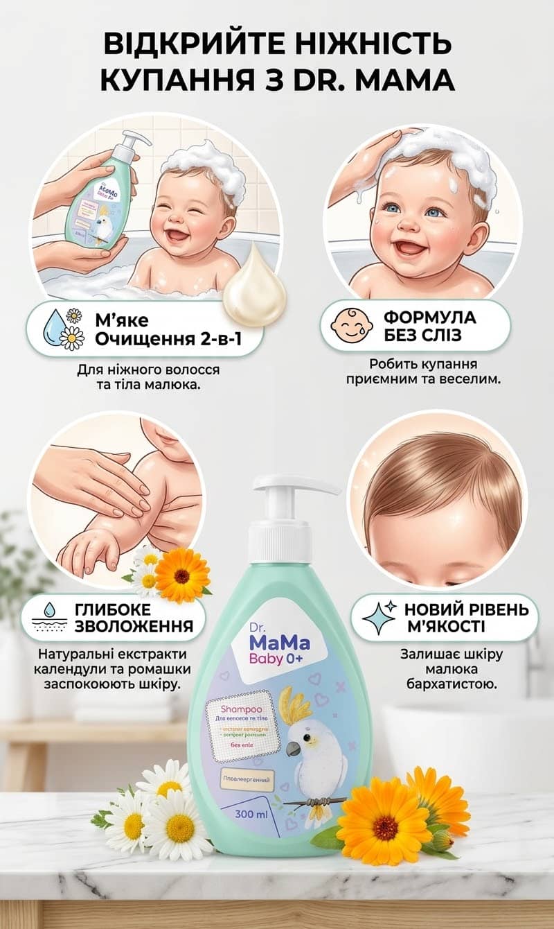 Шампунь дит для волосся та тіла 0+ 2