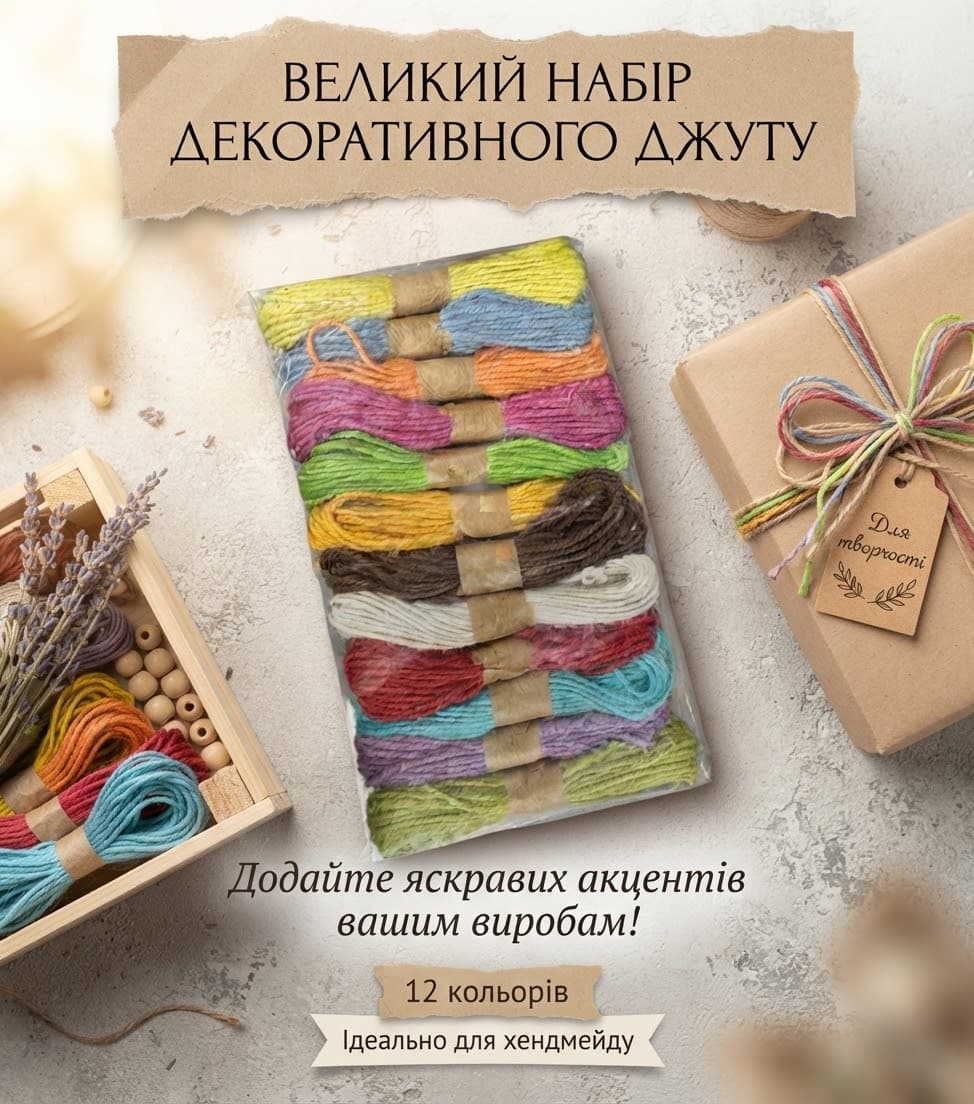 Шпагат джгутовий декор мікс кольорів 3