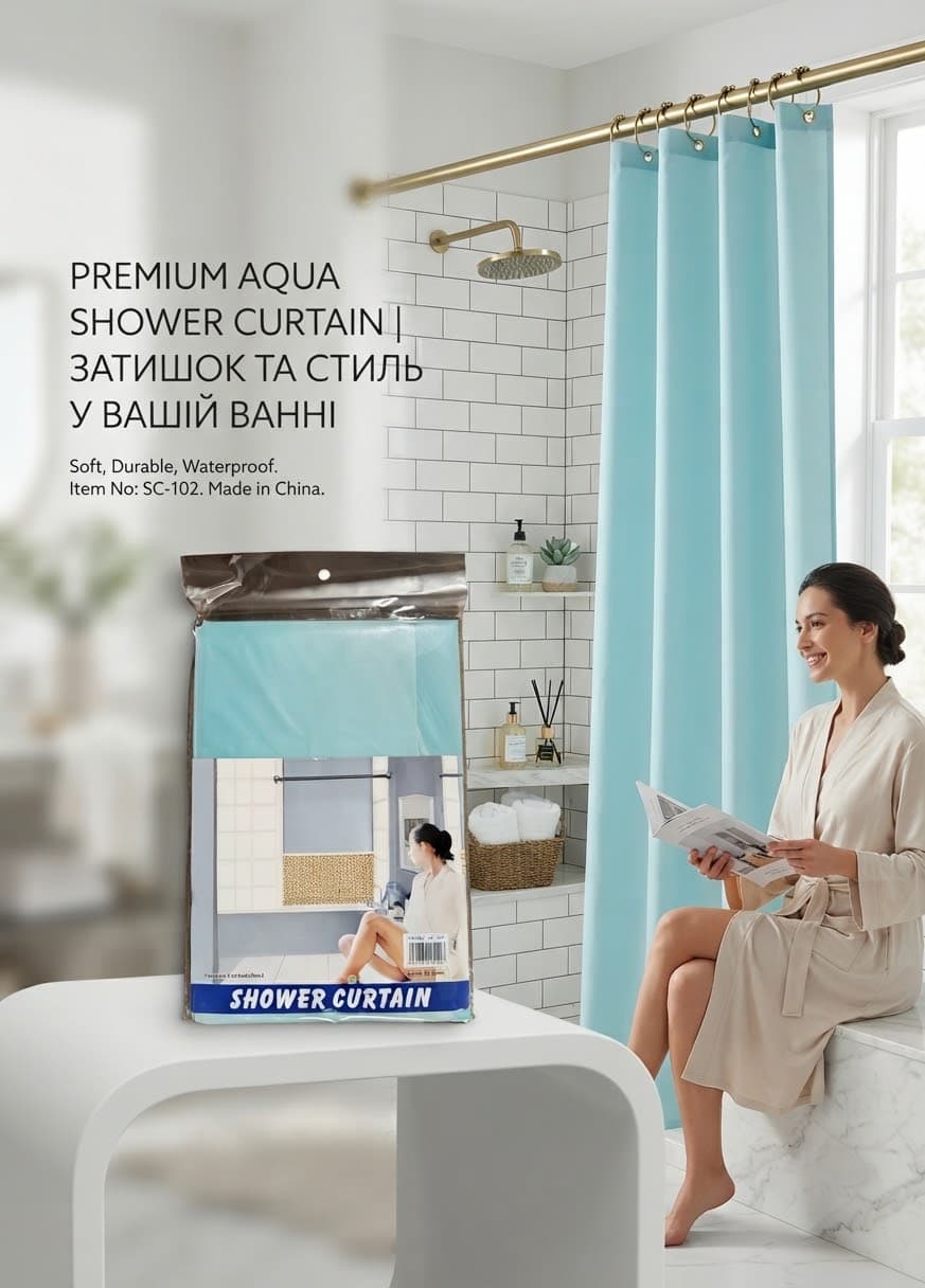 Штора душ SC-02 180х180 блакитна 2