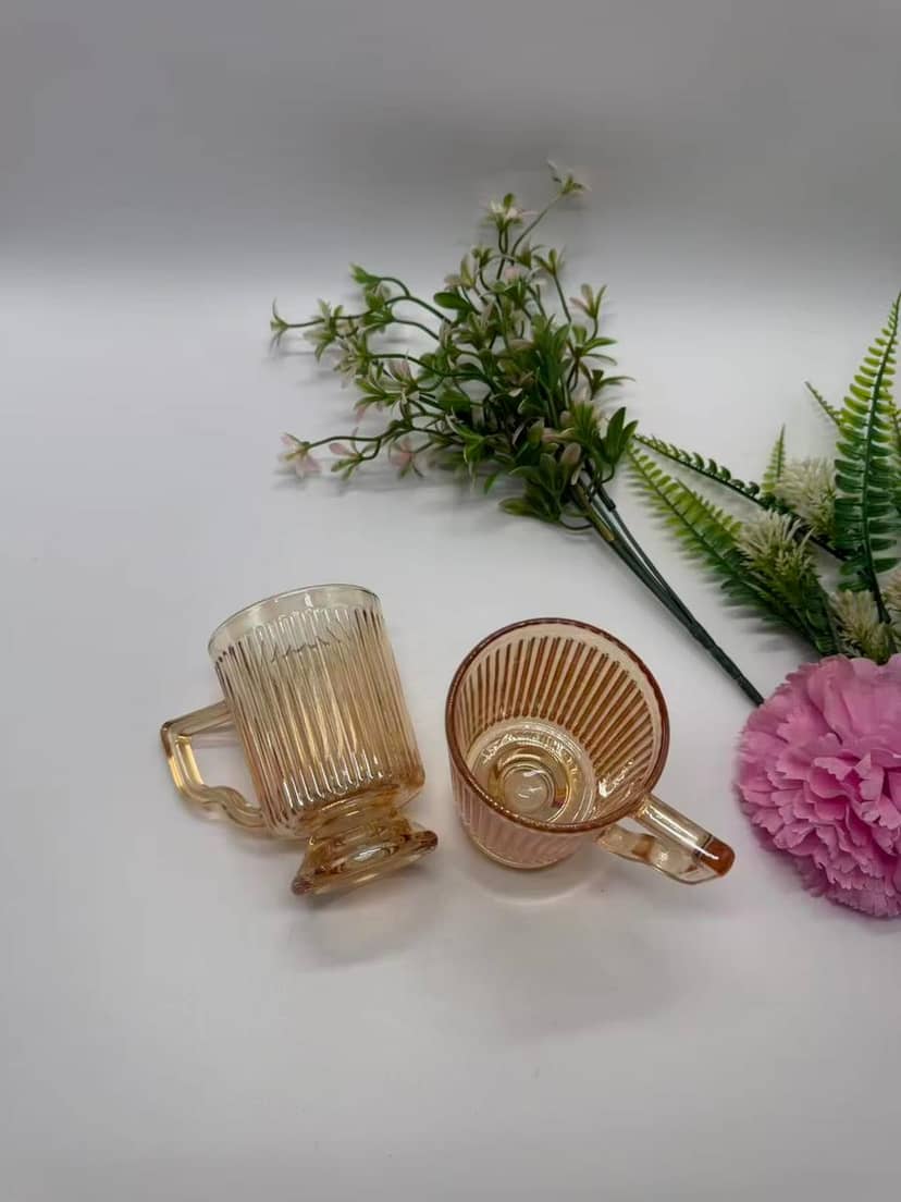 Amber Ribbed Glass 7.5x11 for Drinks 3