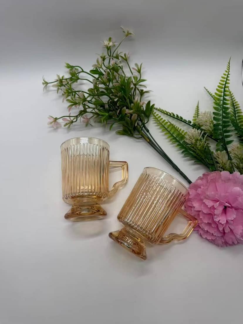 Amber Ribbed Glass 7.5x11 for Drinks 4