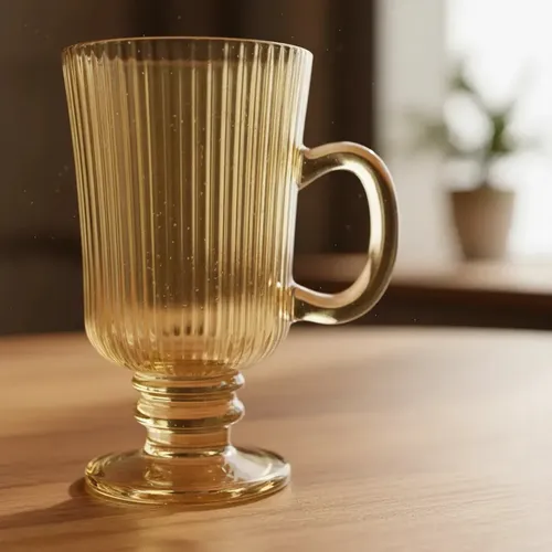 Amber Ribbed Glass 7.5x11 for Drinks 6