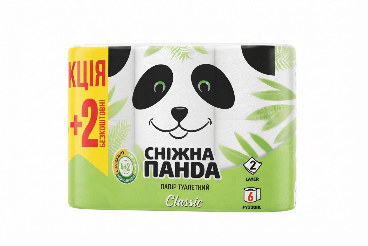 Сніжна панда папір туал 6шт класік 4+2 5