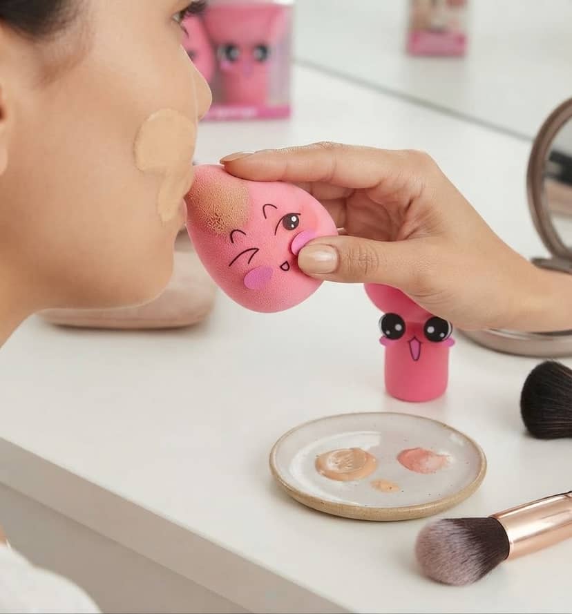 Professional Makeup Sponge, 2 pcs, Plastic Box, Bright Pink, 394-9 2
