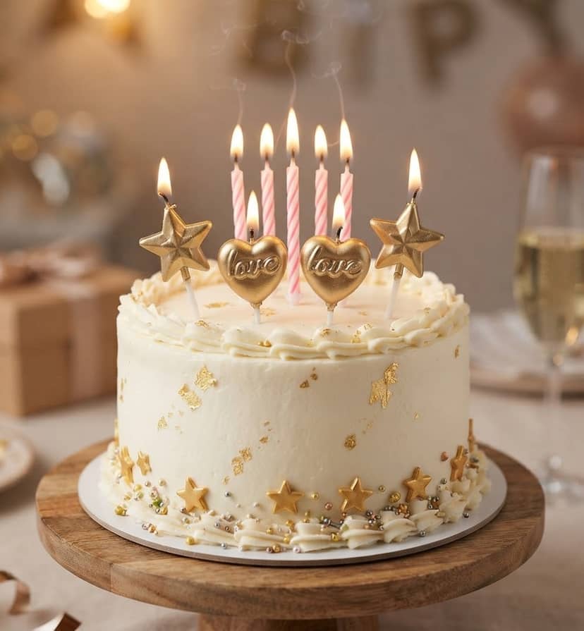 Cake Candles, 4 pcs, Gold/Silver 3