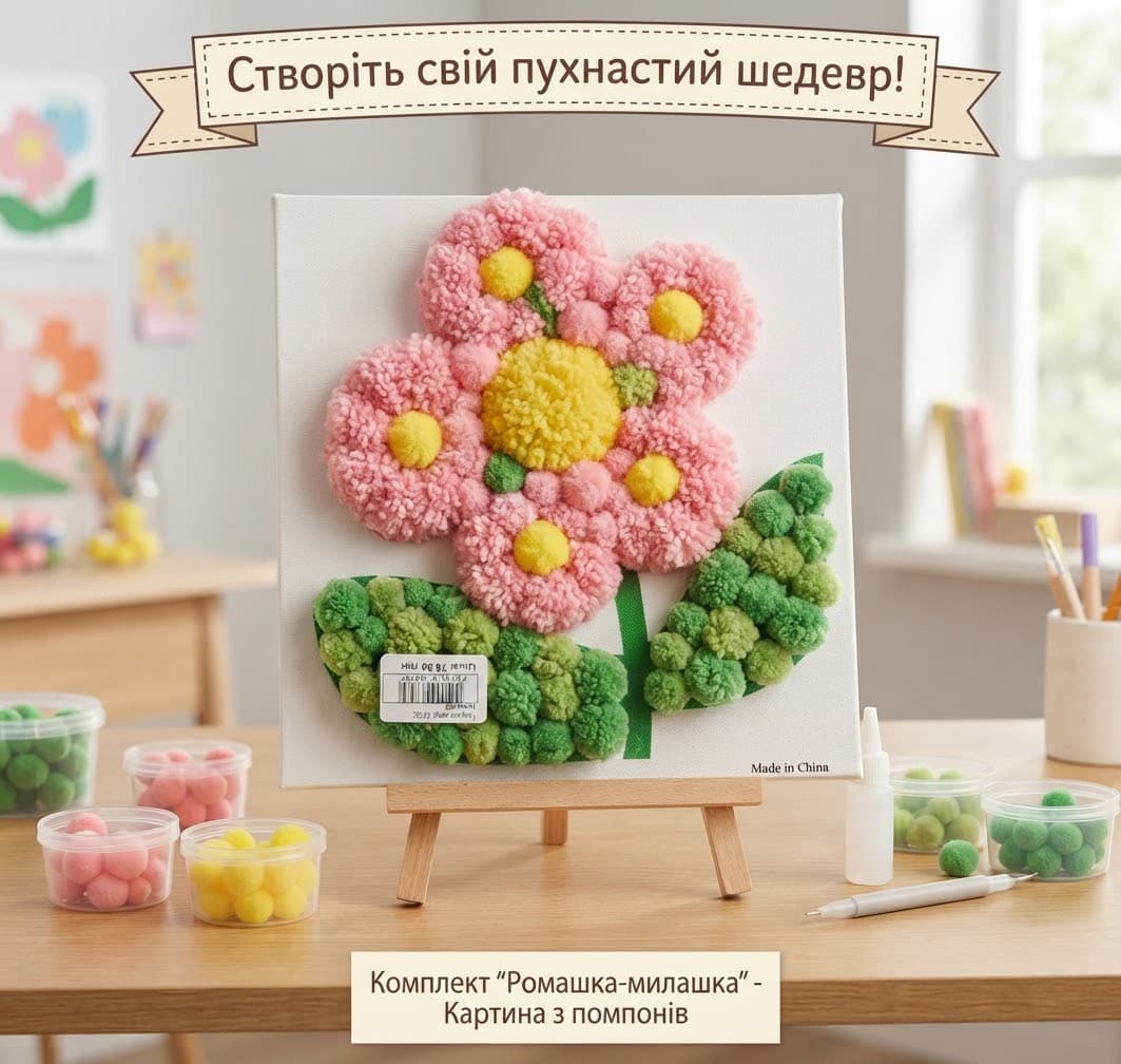 Творчий набір картина з помпонів 22х22 2