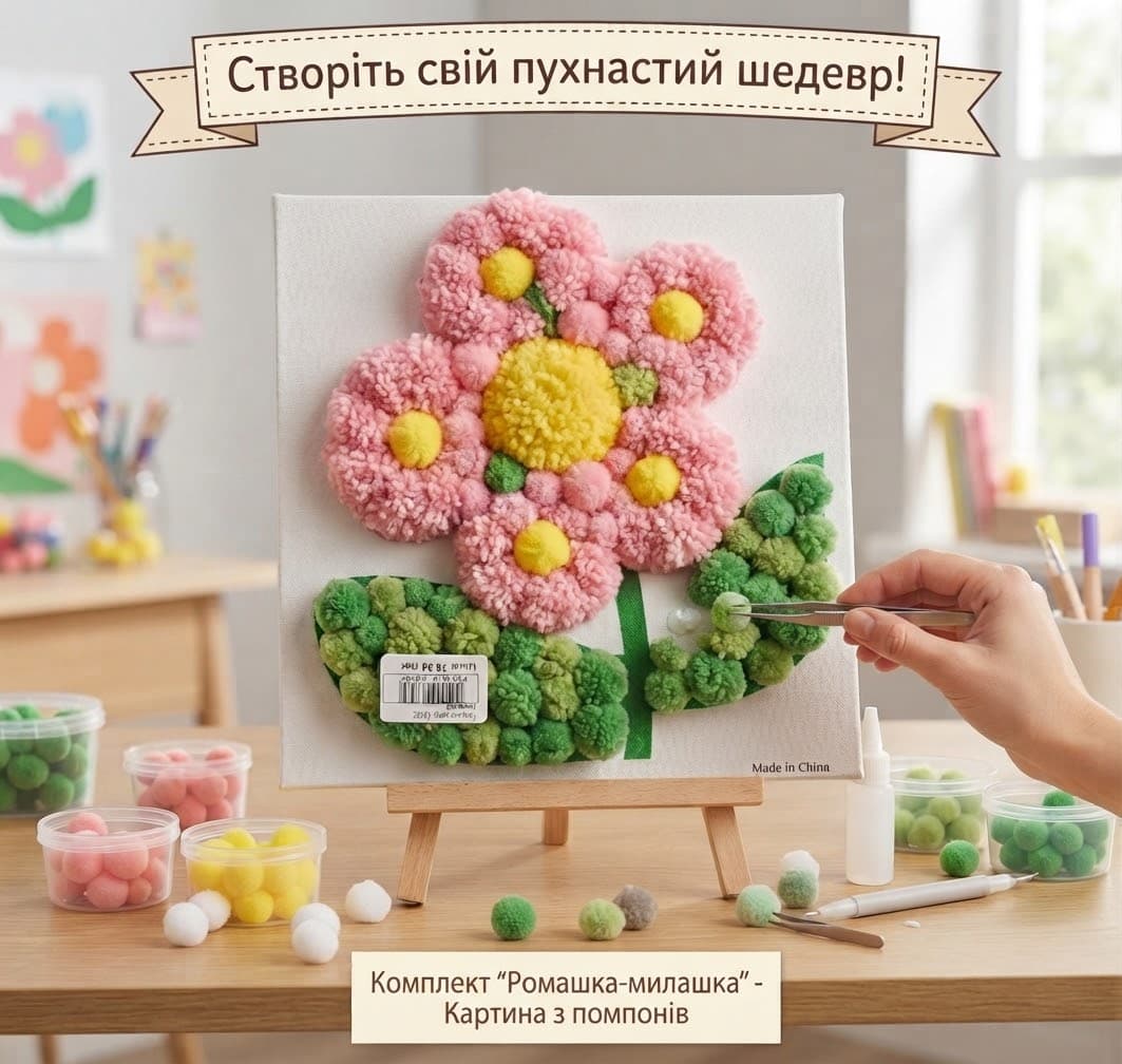 Творчий набір картина з помпонів 22х22 3