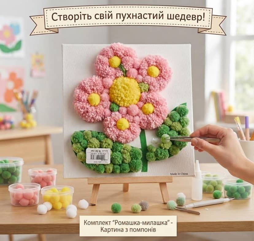 Творчий набір картина з помпонів 30х30 3