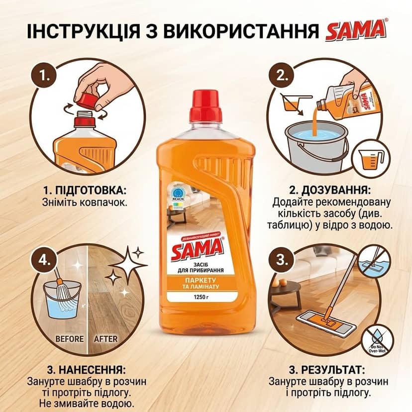 Універсальний засіб для прибирання оселі TM “SAMA”1250г 3