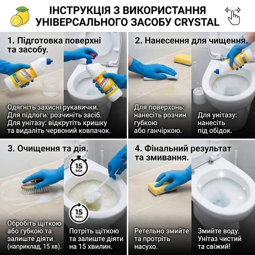 Засіб для миття поверхонь 1л антібактер Crvstal 2