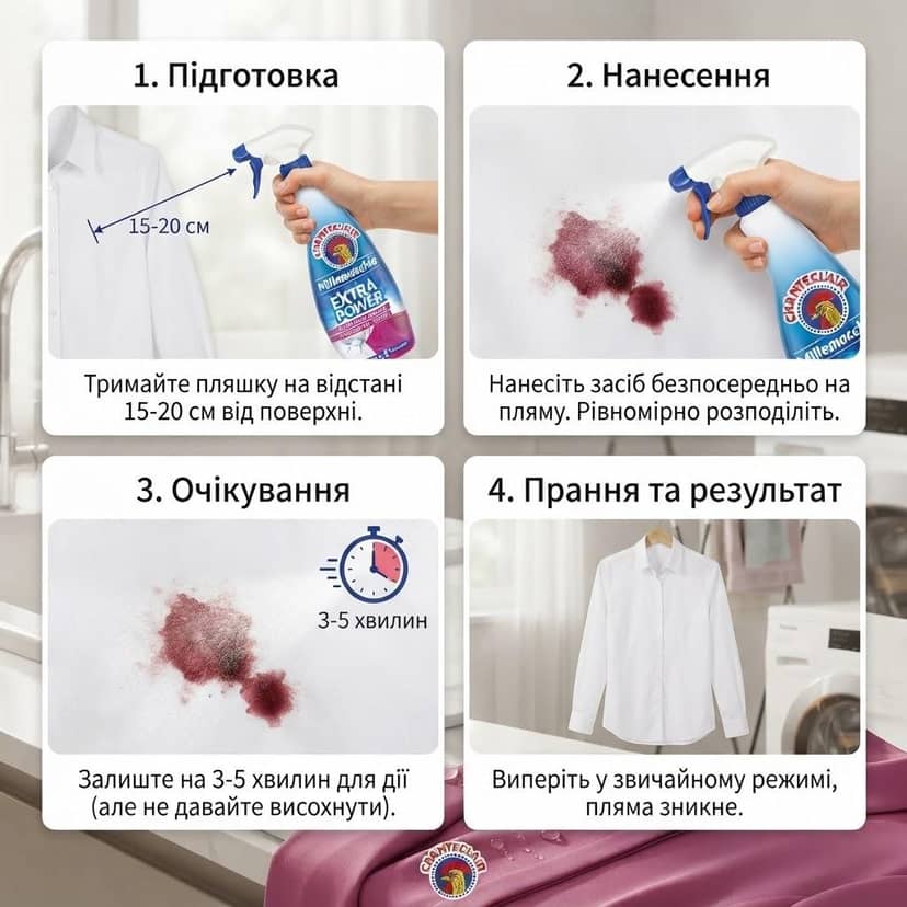 Засіб для попередньої обробки білизни та виведення плям, ChanteClair 500мл тригер (12) 3